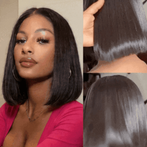 Luxury Vietnamese Straight Bob Wig Glueless 2x6 Lace Double Drawn