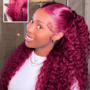 13x6 HD Pull Go Glueless Deep Wave Wig 99j Burgundy Wigs